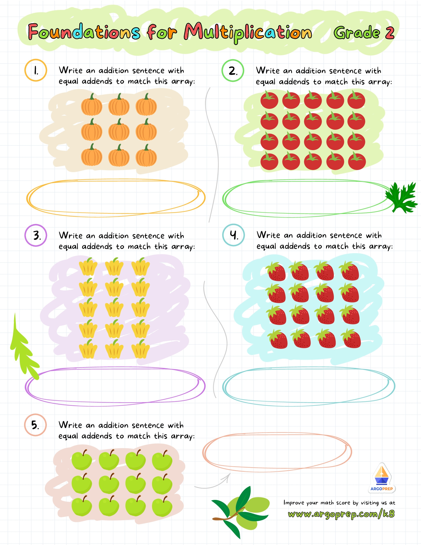 Kindergarten Free Array Worksheets