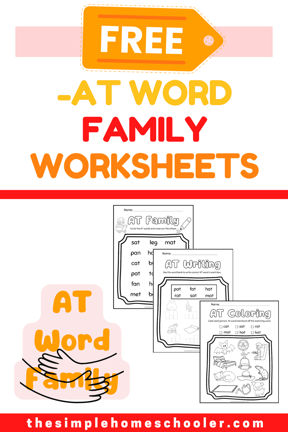 AT Words For Kindergarten Word List Worksheets The Simple Homeschooler
