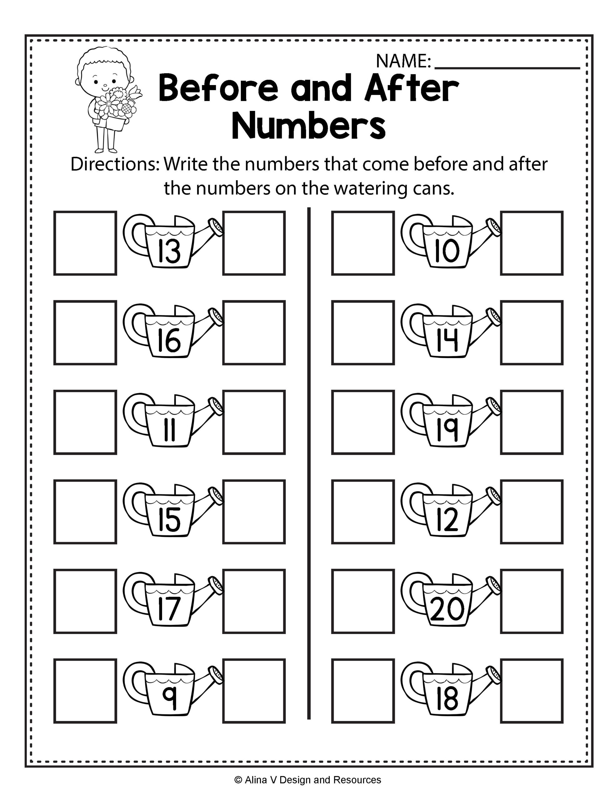 Before And After Numbers Spring Math Worksheets And Activities 