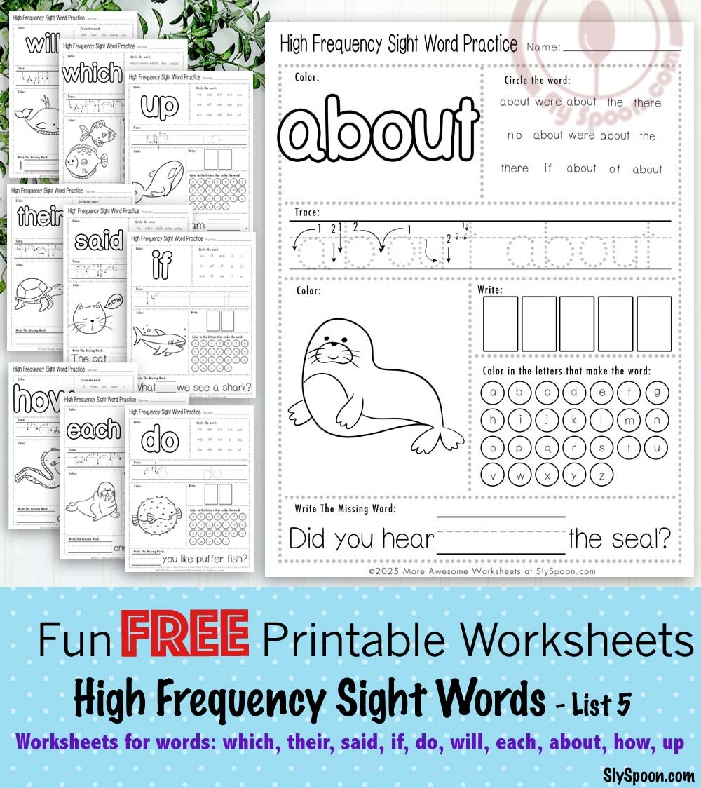Boost Early Literacy Skills With Free Printable Sight Word Worksheets Sight Words Which Their Said If Do Will Each About How Up Sly Spoon