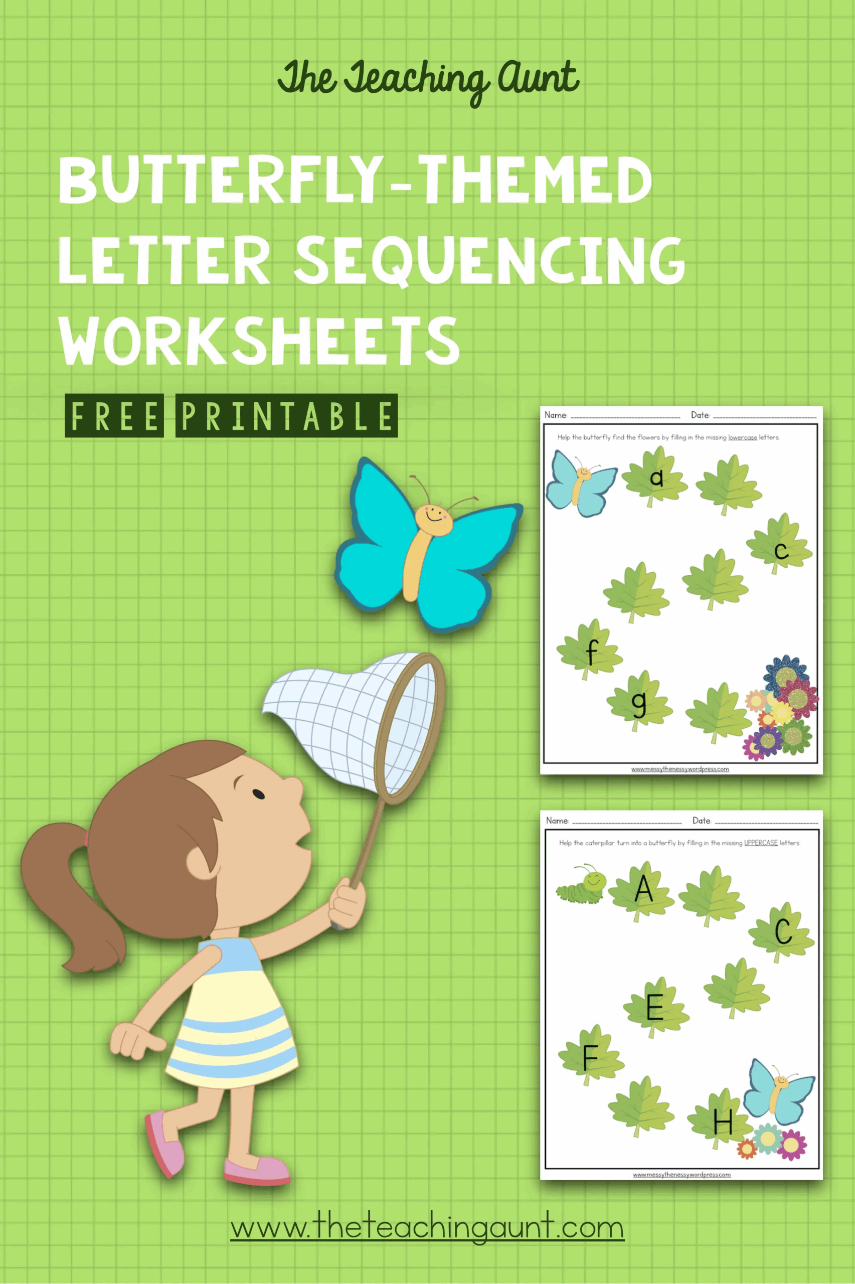 Butterfly Themed Letter Sequencing Worksheets The Teaching Aunt Butterfly Themed Letter Sequencing Worksheets The Teaching Aunt