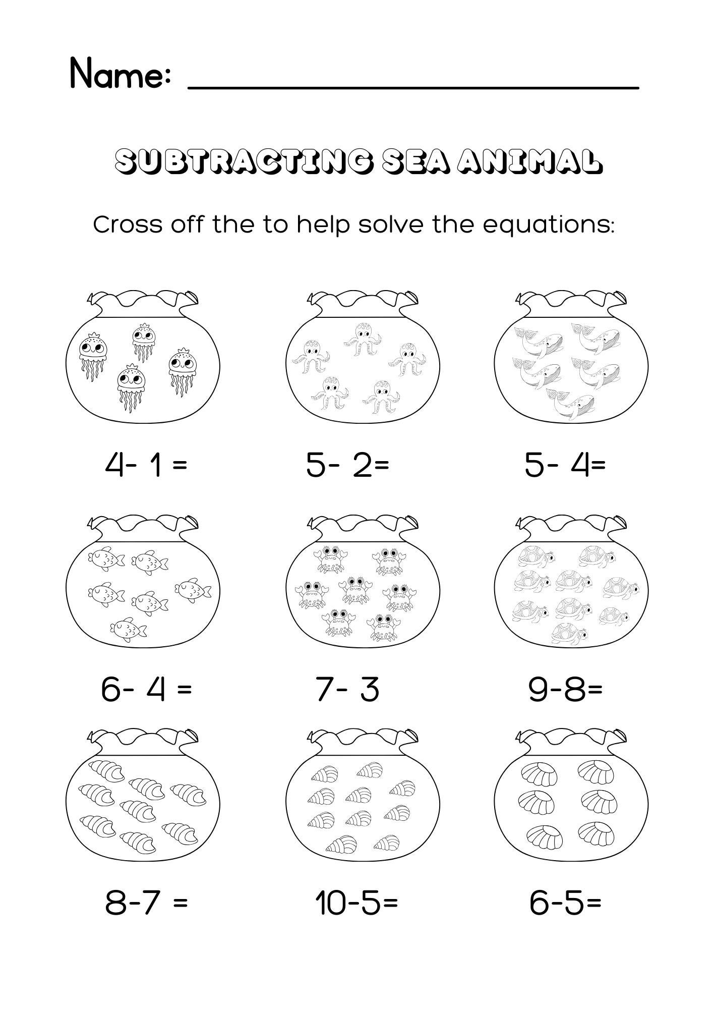 Buy 20printable Kindergarten Addition And Subtraction Sea Animal Worksheets Math Worksheets Printable Instant Download Online In India Etsy