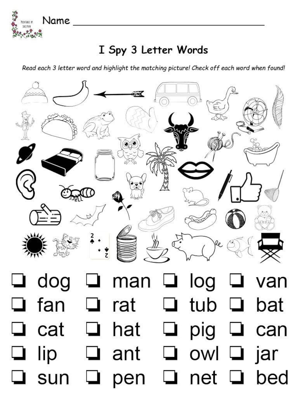 Buy I Spy 3 Letter Words Printable Worksheet Match Words To Pictures Preschool 1st Grade Online In India Etsy Buy I Spy 3 Letter Words Printable Worksheet Match Words To Pictures Preschool 1st Grade Online In India Etsy