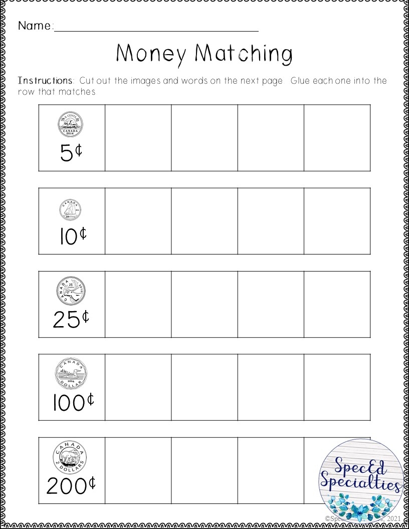 Canadian Money Worksheets BUNDLE