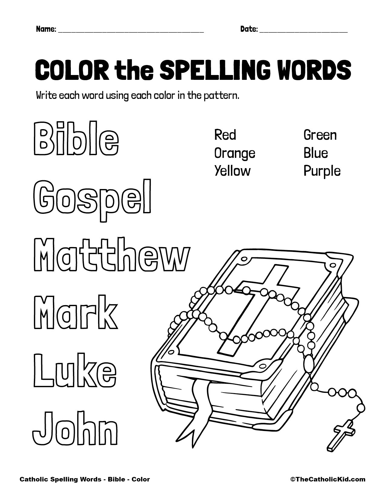 Kindergarten Printable Bible Worksheets