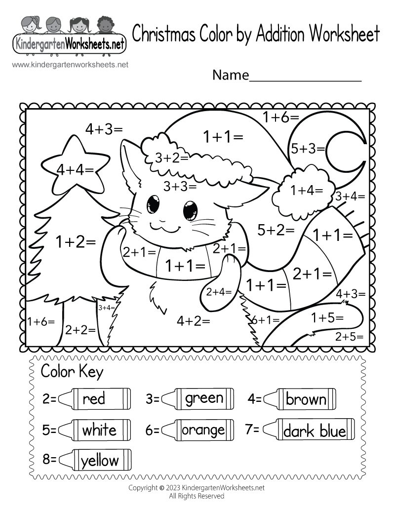 Christmas Math Worksheets For Kindergarten