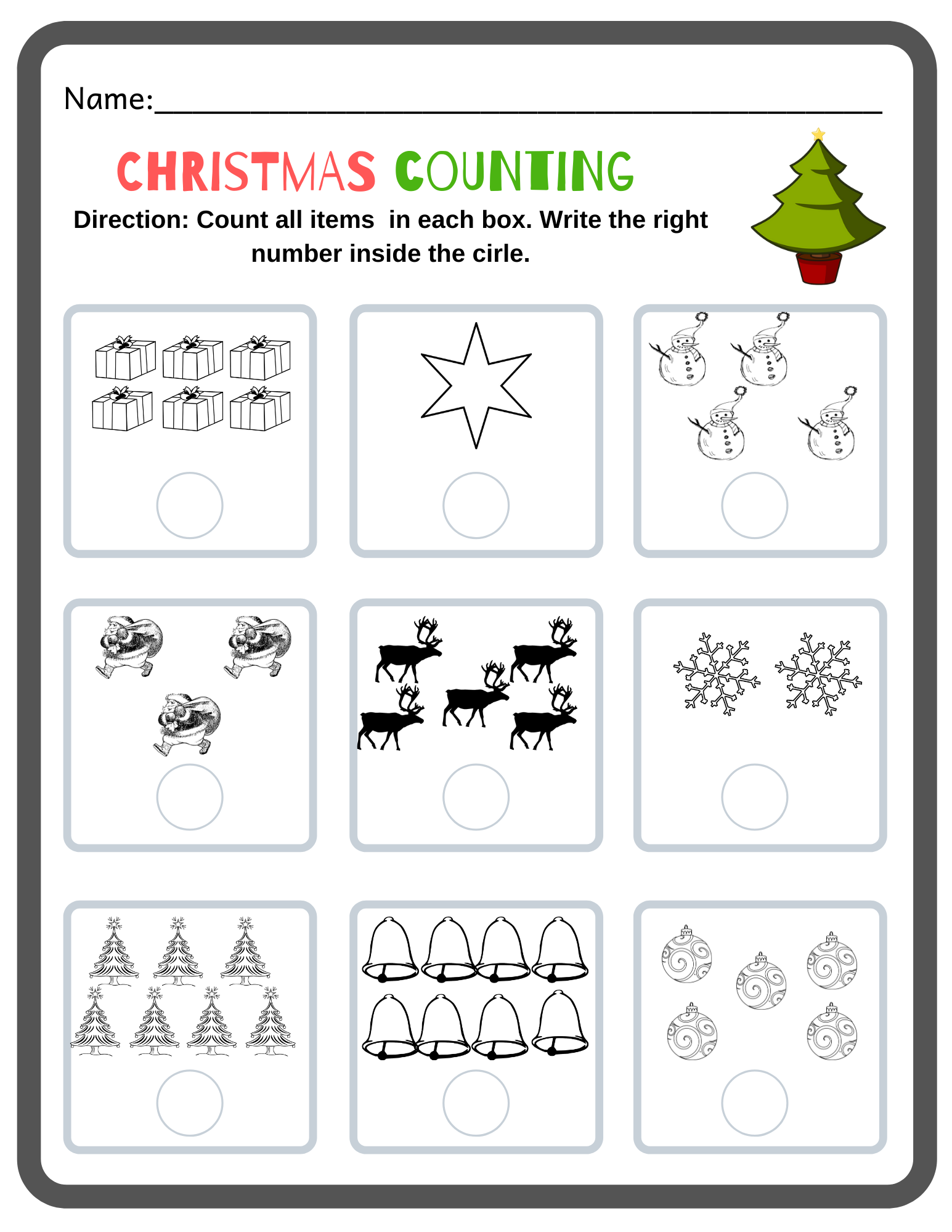 Christmas Preschool Math Activity