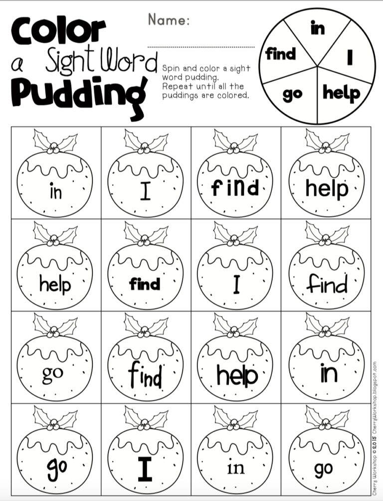 Christmas Sight Words Roll U0026 Color