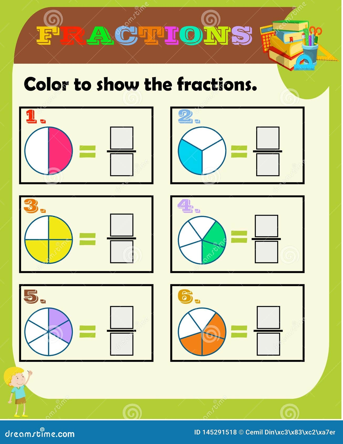 Circle The Correct Fraction Mathematics Math Worksheet For Kids Fractions Addition Printable Fractions Worksheets For Kids Fr Stock Vector Illustration Of Game Circle 145291518
