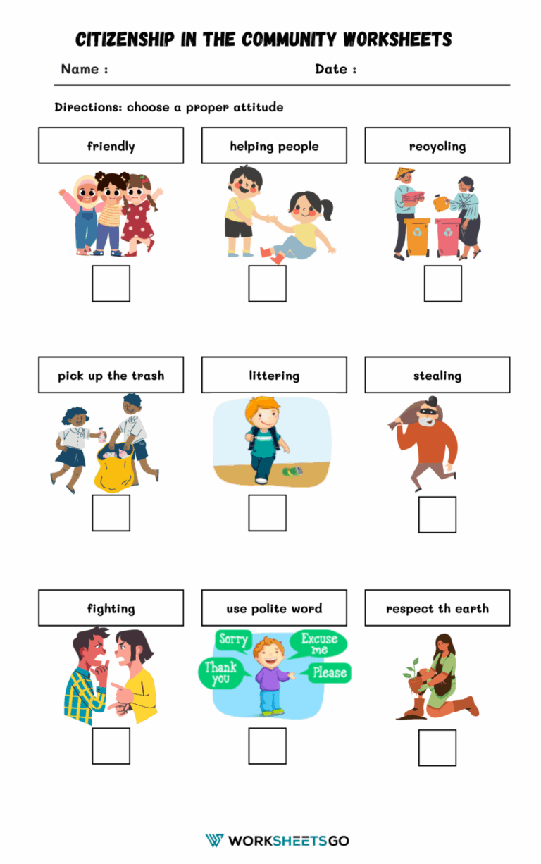 Citizenship In The Community Worksheets WorksheetsGO