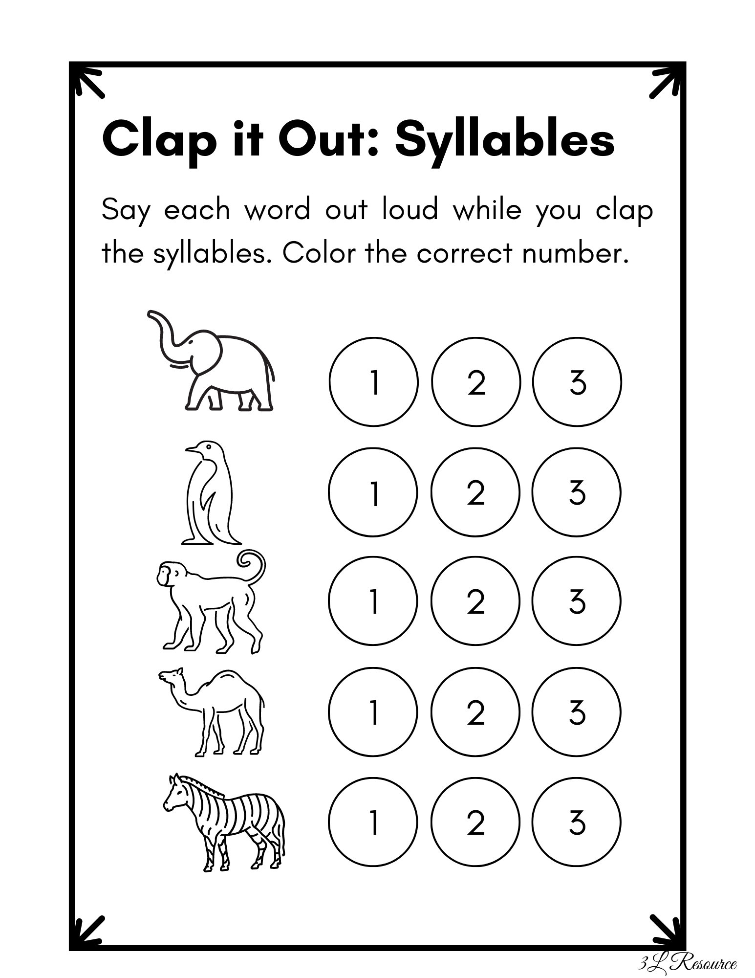 Kindergarten Syllables Worksheet Free