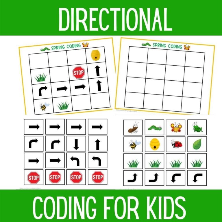 Coding For Kids Directional Coding Coding Worksheets Spring Busy Book Kindergarten Worksheets Spring Activities Bugs Preschool Etsy