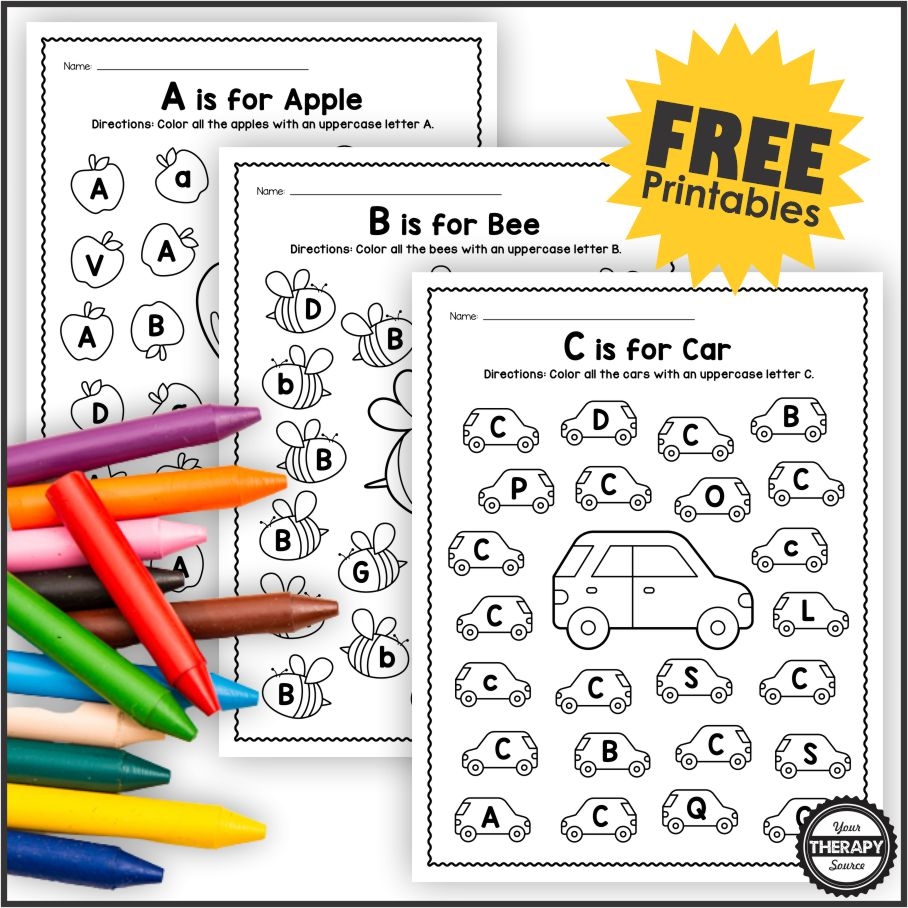 Color Alphabet Worksheets Free Printables Your Therapy Source