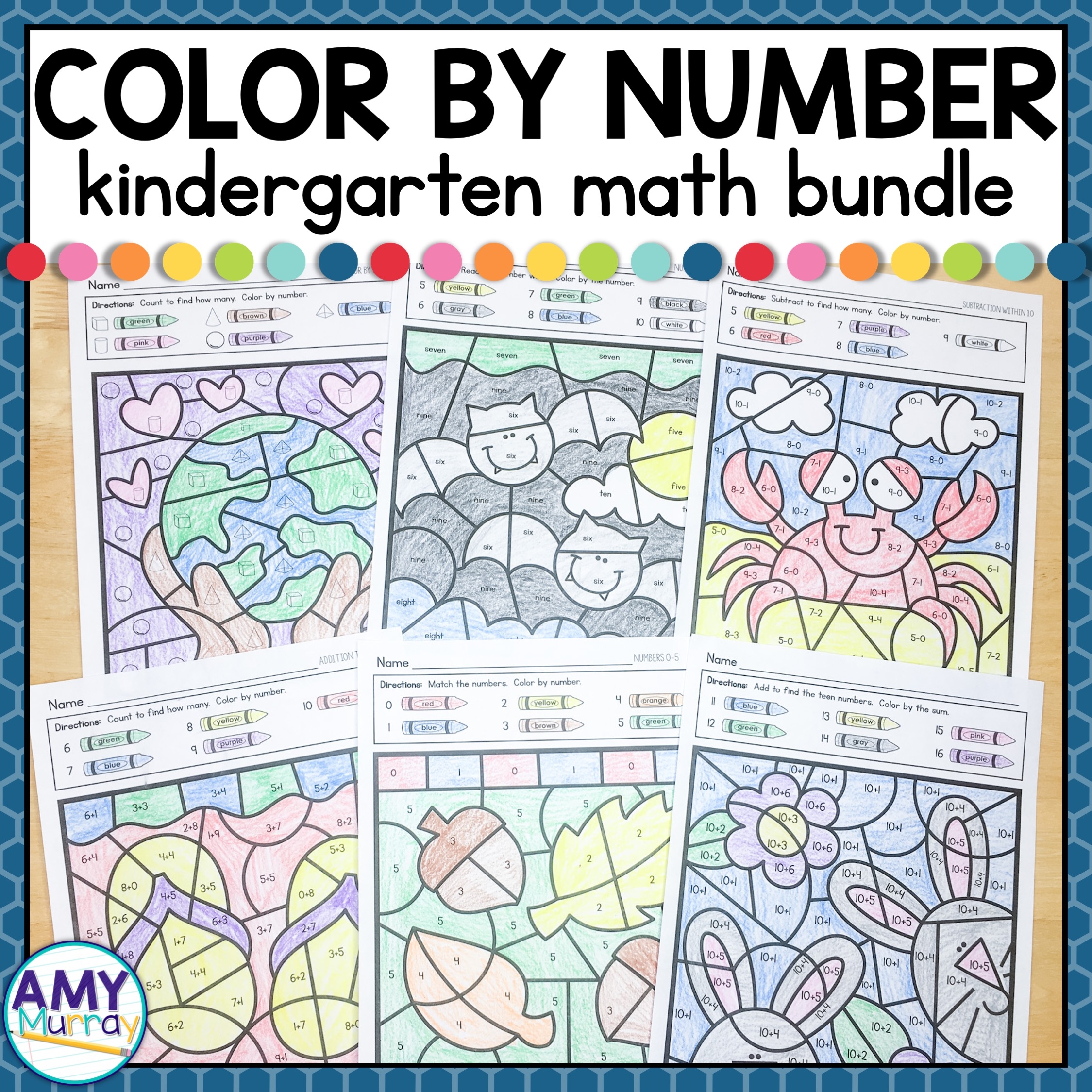 Color By Number Math Worksheets Bundle Teaching Exceptional Kinders