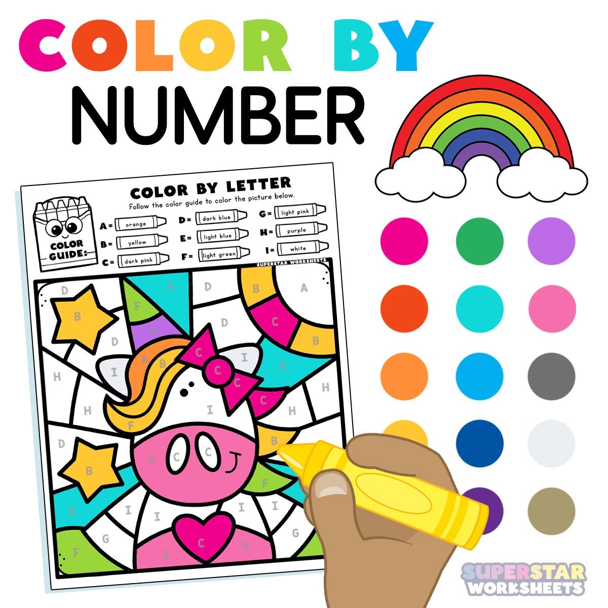 Free Color By Number Kindergarten Worksheets