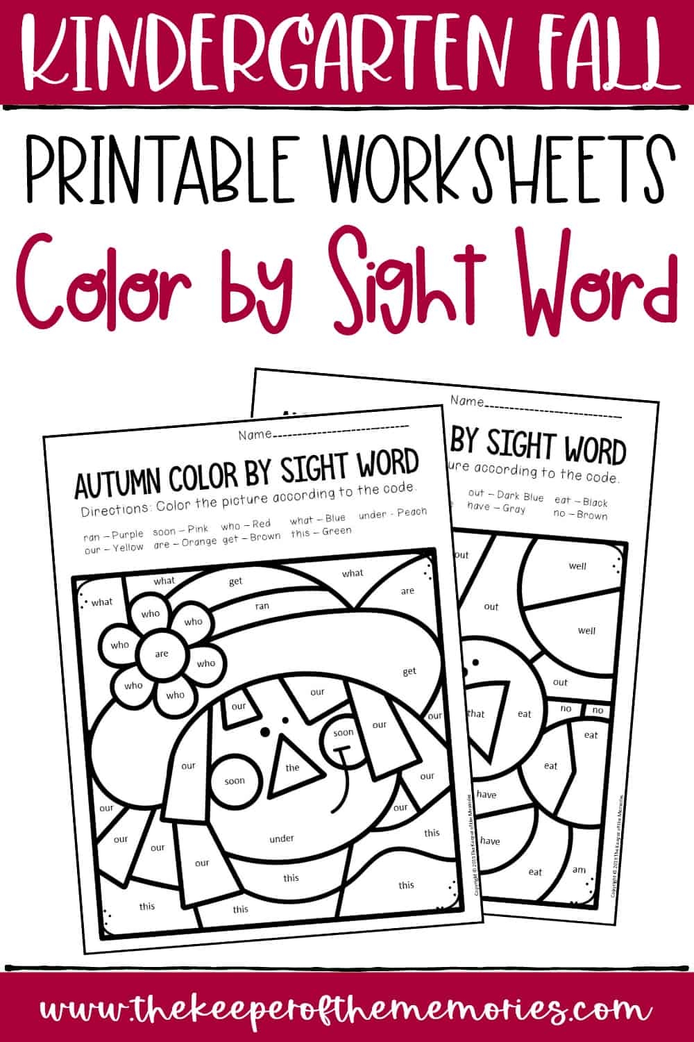 Sight Words Kindergarten Worksheets