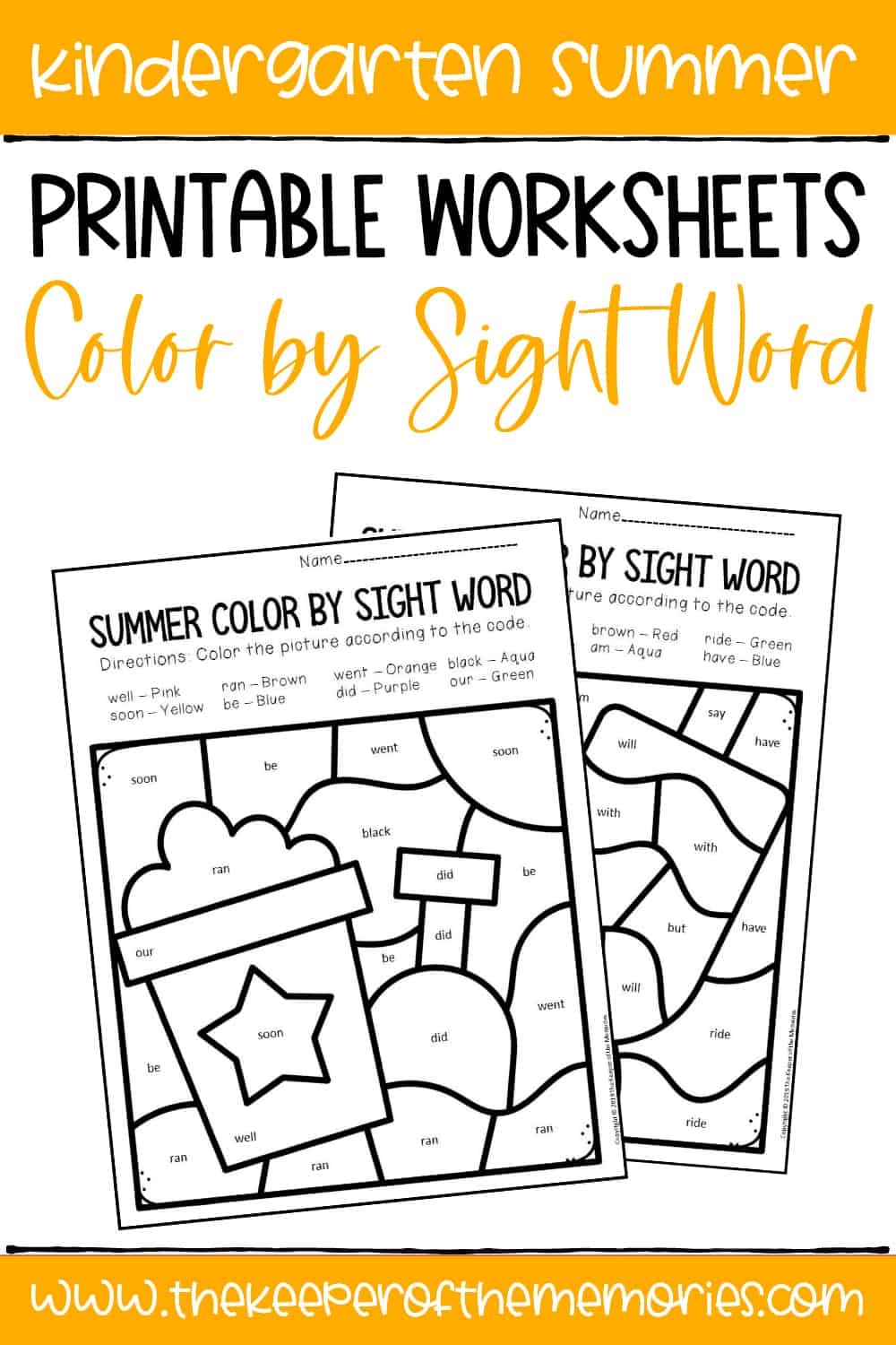 Sight Word Worksheet Kindergarten