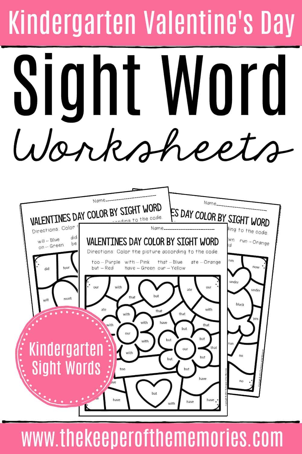 Color By Sight Word Valentine s Day Kindergarten Worksheets The Keeper Of The Memories Color By Sight Word Valentine s Day Kindergarten Worksheets The Keeper Of The Memories