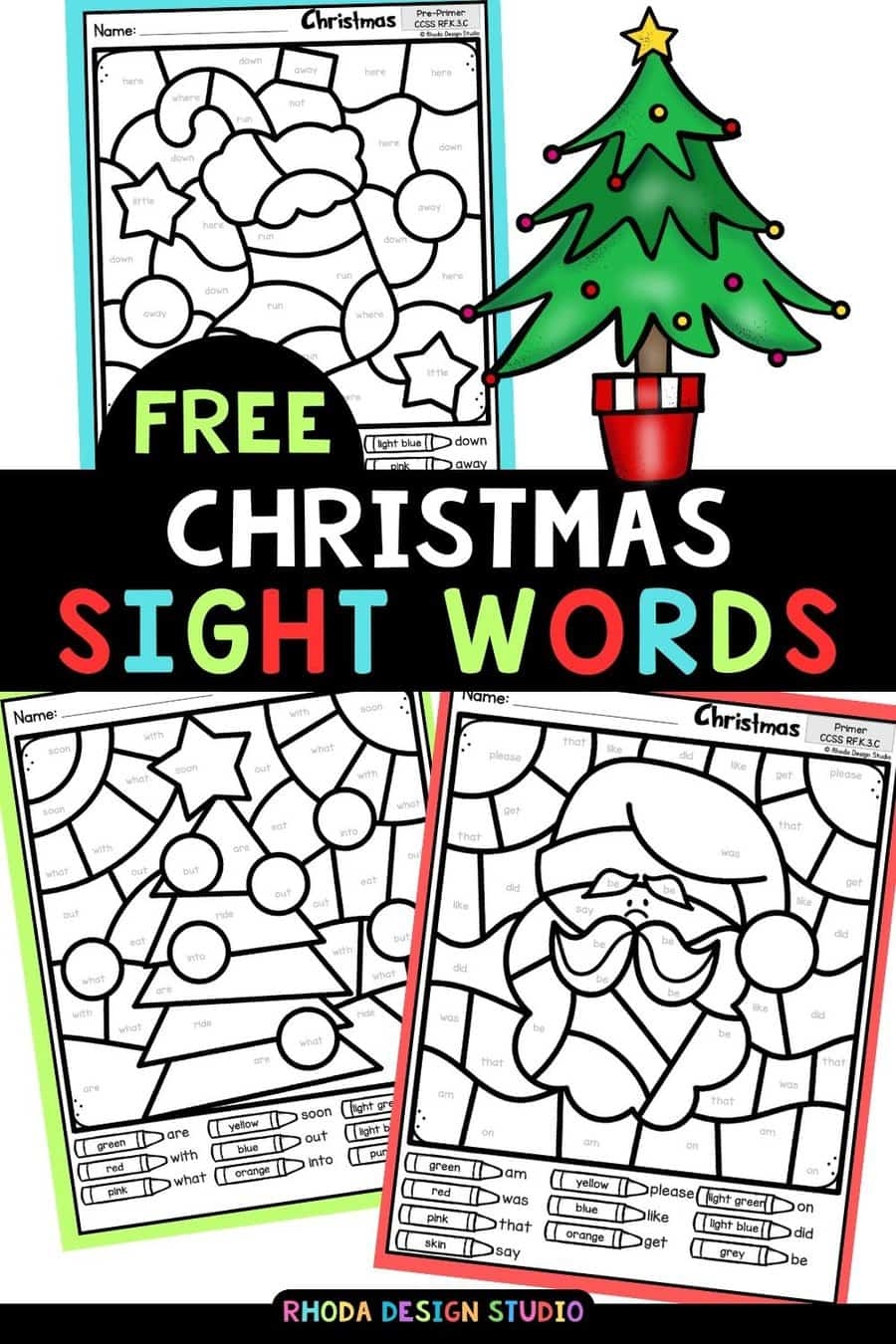 Color By Sight Words Christmas Worksheets Color By Sight Words Christmas Worksheets