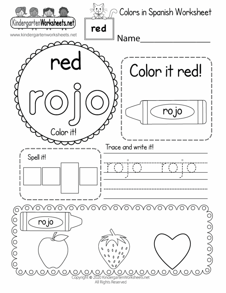 Color Red In Spanish Worksheet Free Printable Digital U0026 PDF