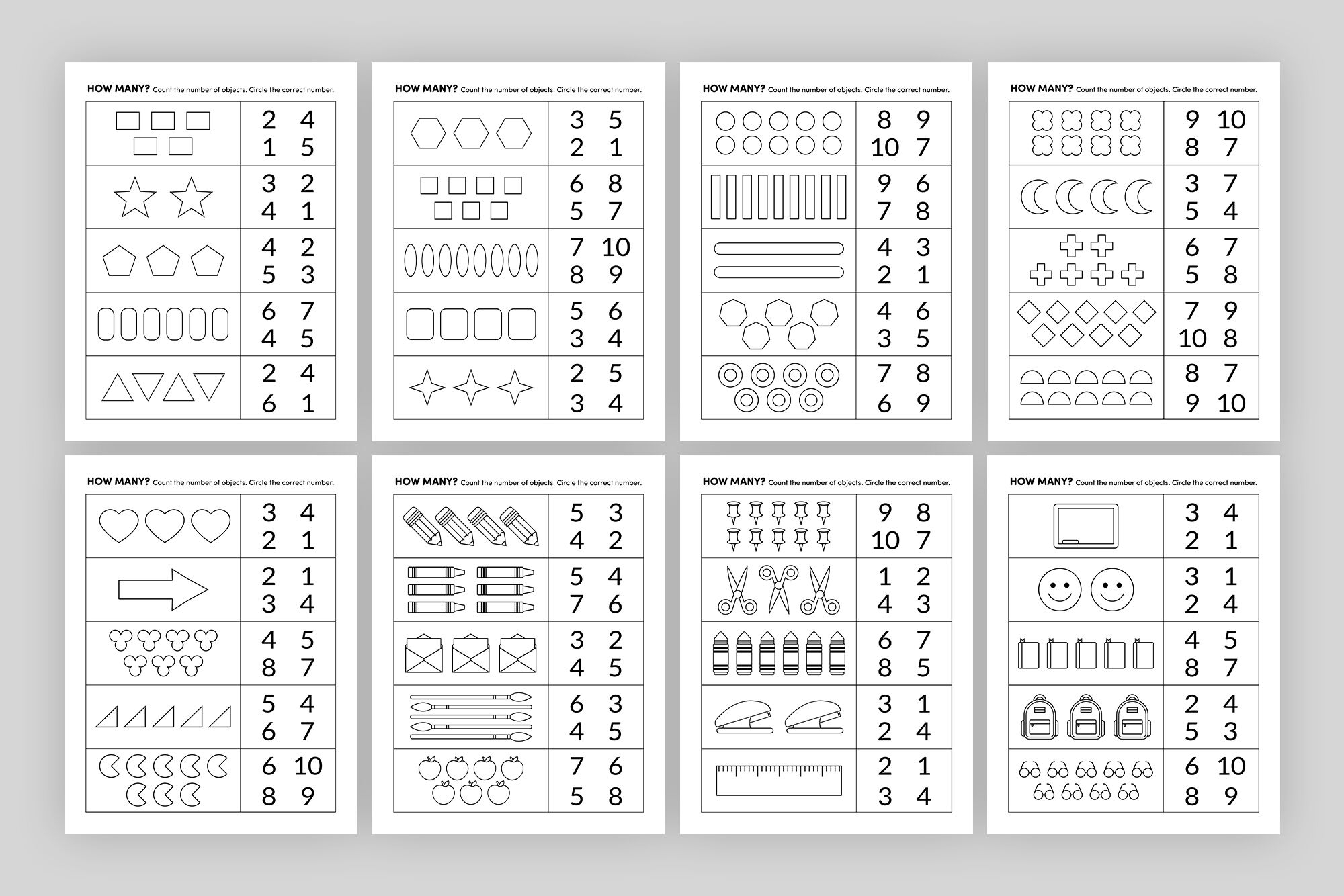 Color U0026 Count Math Worksheet Set By Running With Foxes TheHungryJPEG