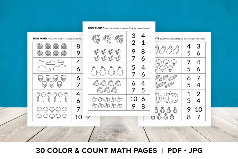 Color U0026 Count Math Worksheet Set By Running With Foxes TheHungryJPEG