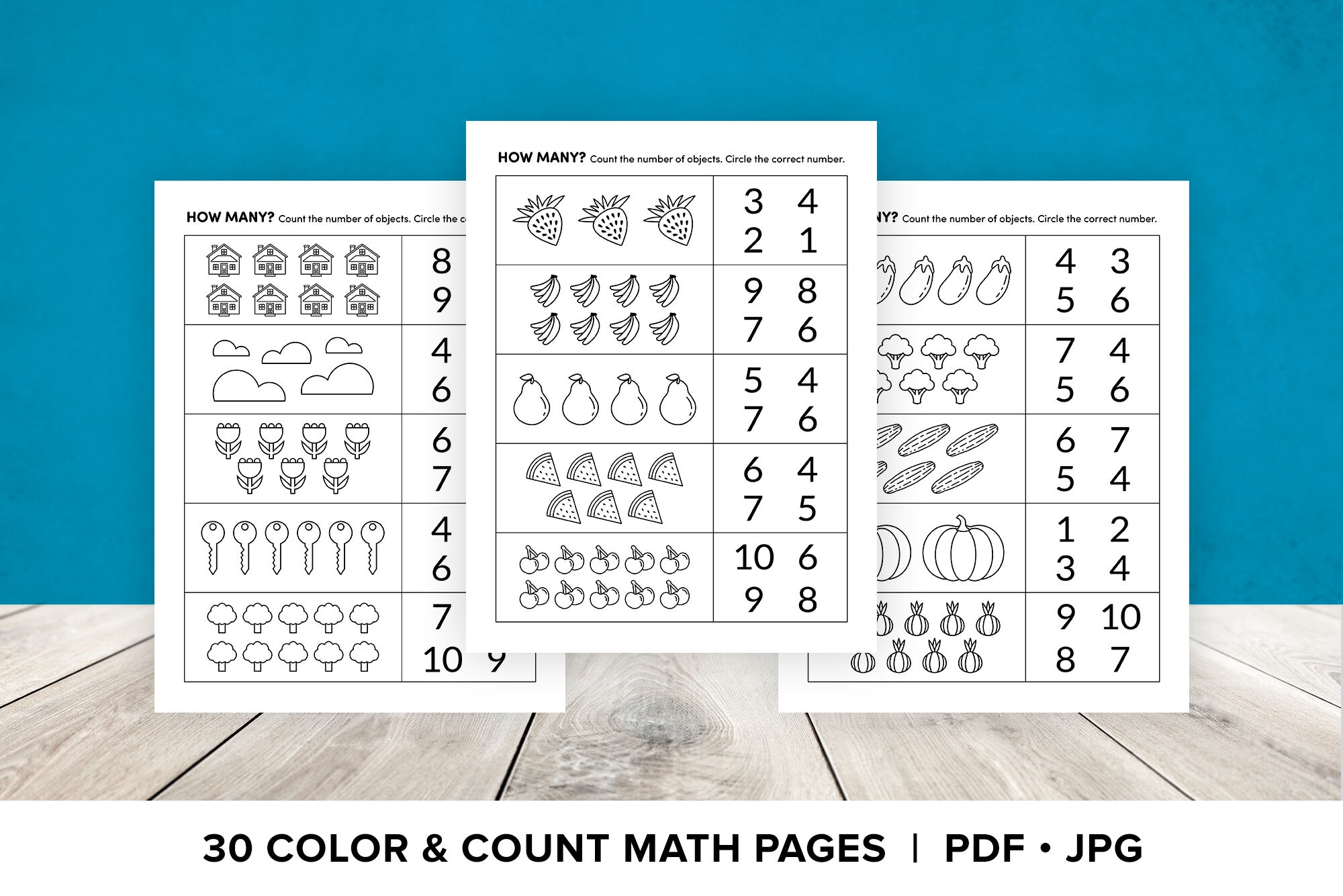 Color U0026 Count Math Worksheet Set By Running With Foxes TheHungryJPEG
