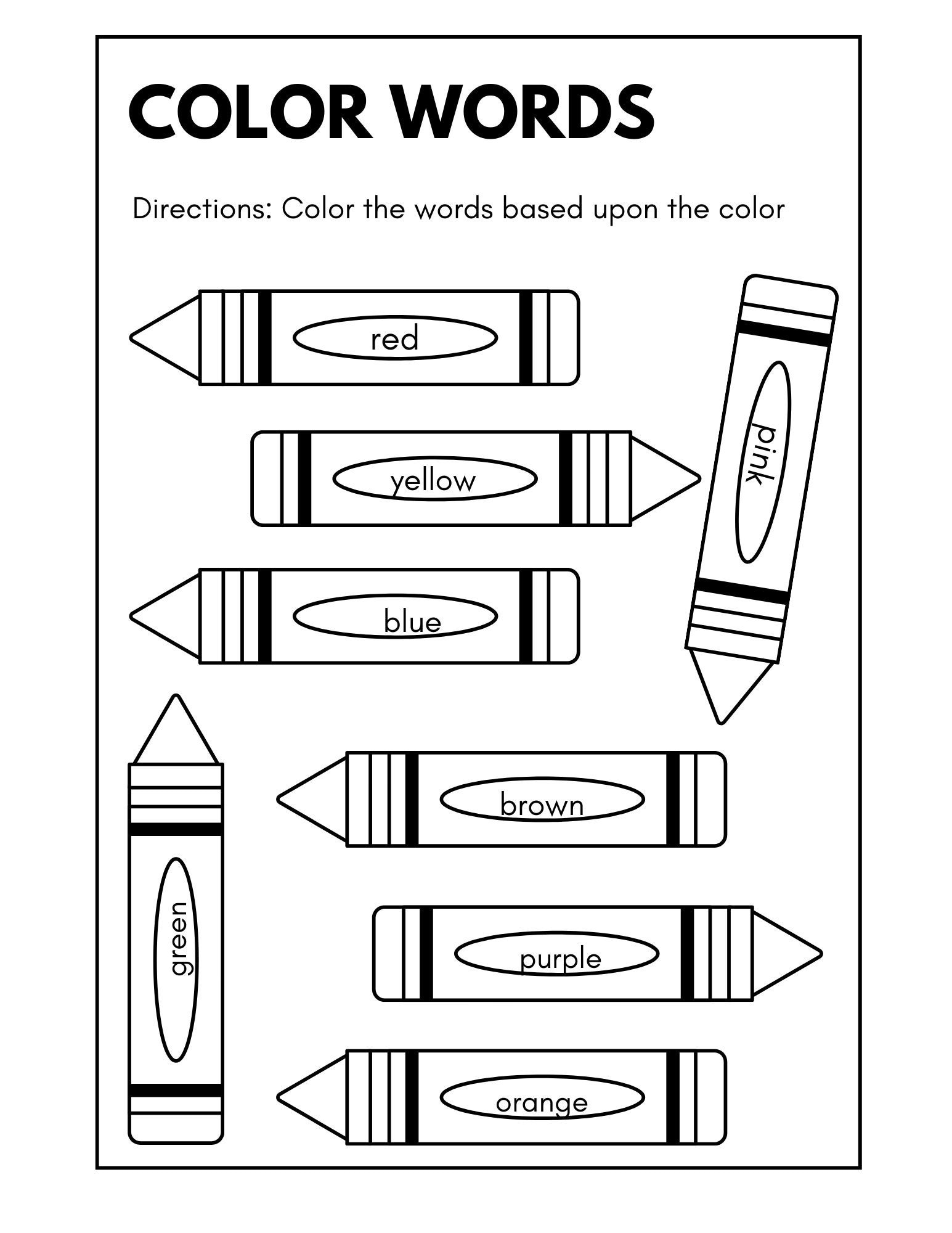 Color Words Identify Color Words Color Worksheet Preschool Colors Elementary Colors Etsy UK