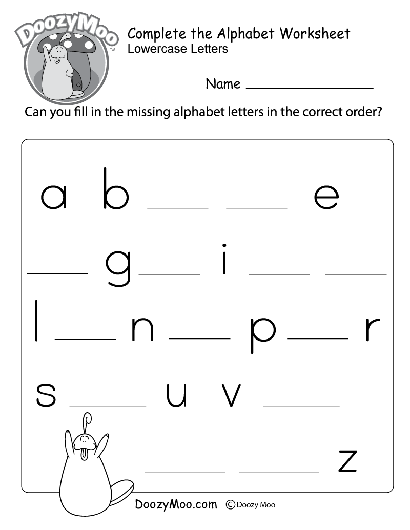 Complete The Alphabet Worksheet Free Printable Doozy Moo Complete The Alphabet Worksheet Free Printable Doozy Moo