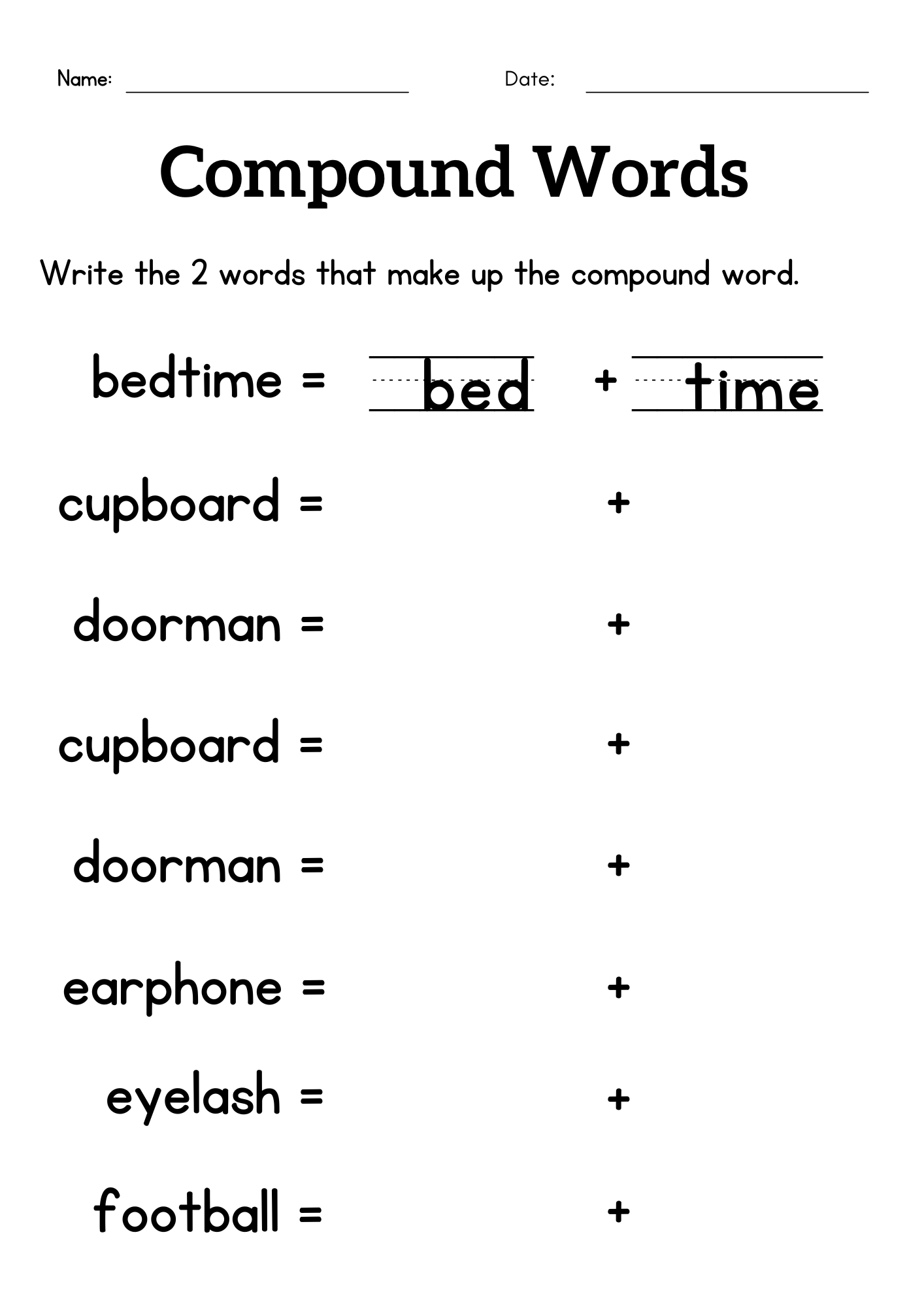 Compound Words Worksheet For Grade 1 Or 2 Compound Words Activity Sheets