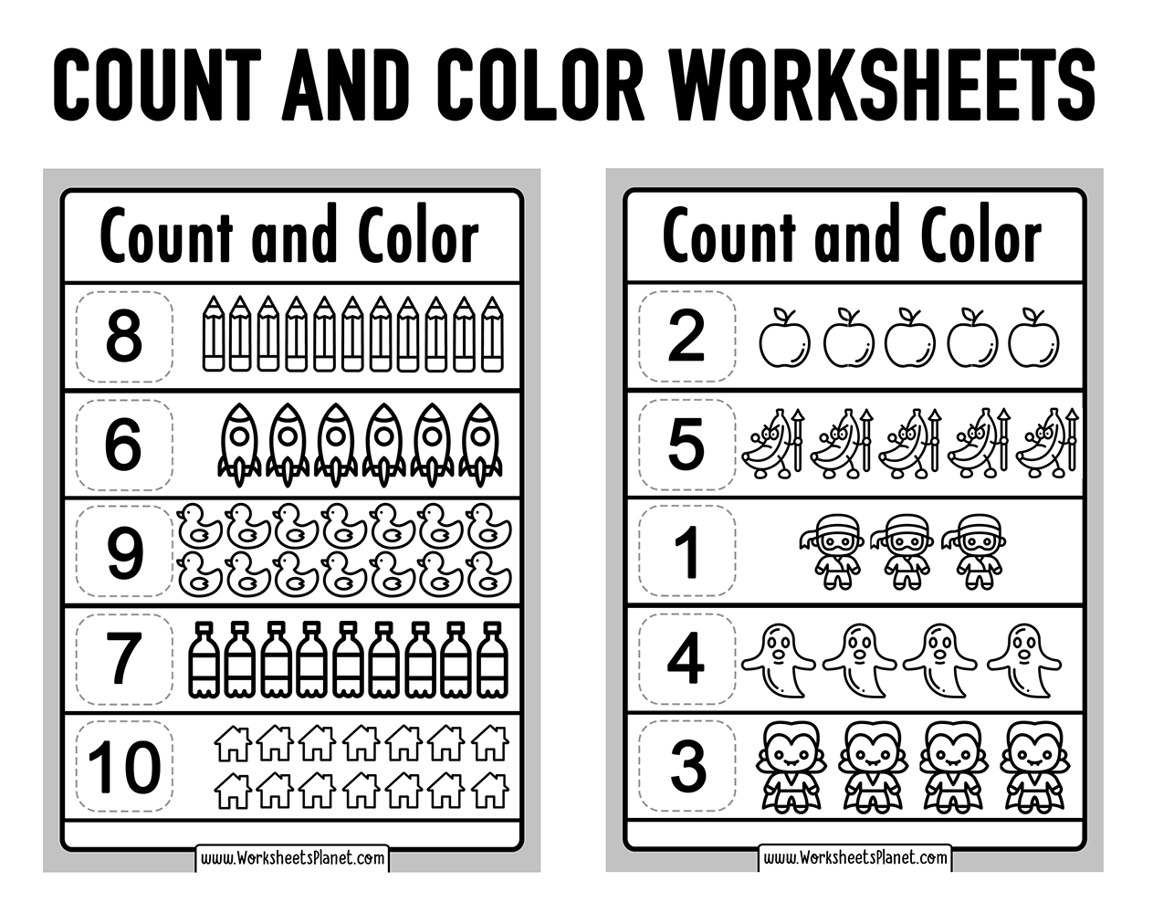 Free Colour Worksheets For Kindergarten