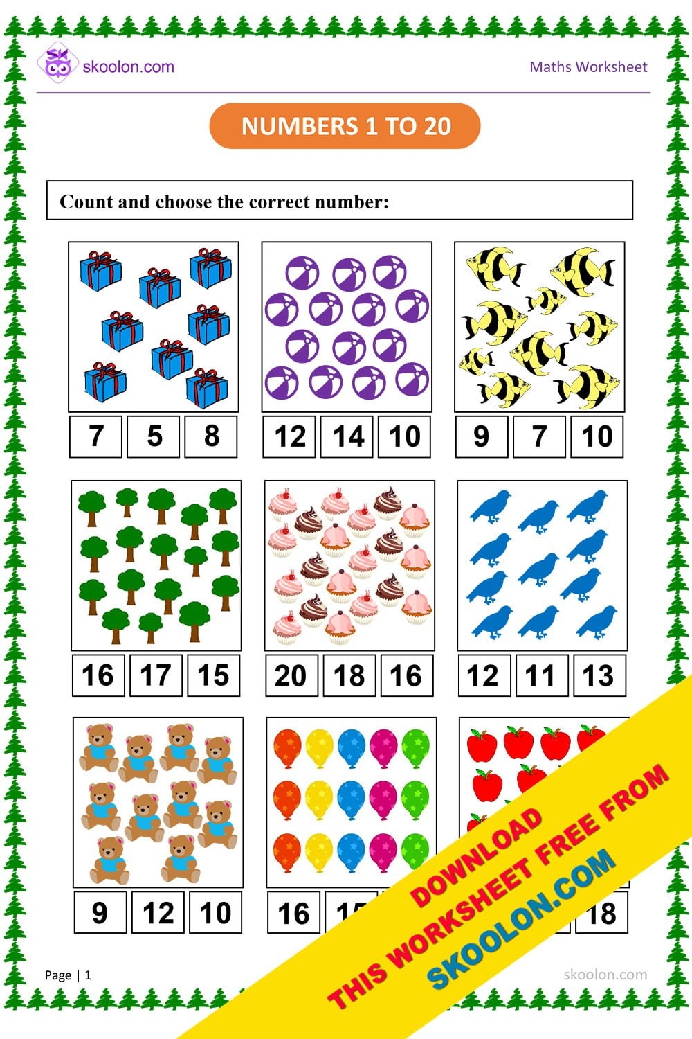 Math Counting Worksheets For Kindergarten