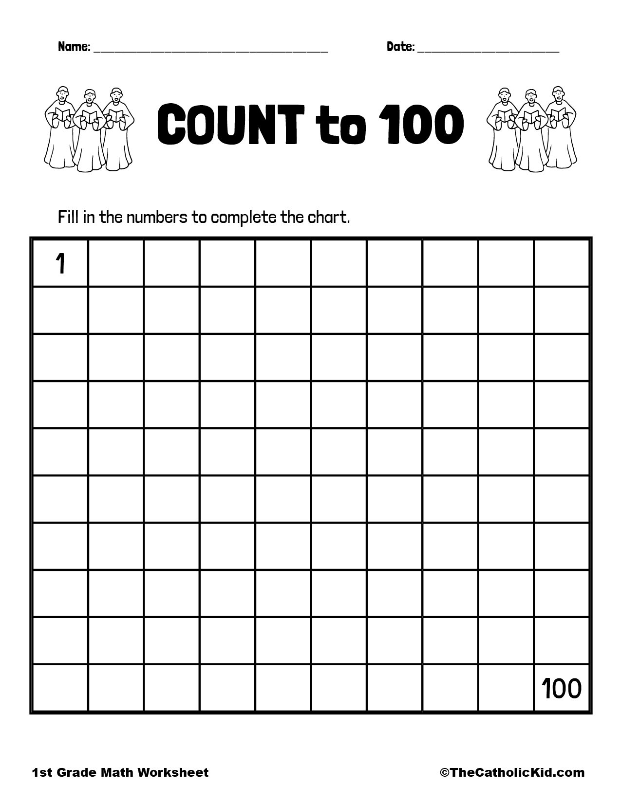 Count To 100 1st Grade Math Worksheet Catholic TheCatholicKid 