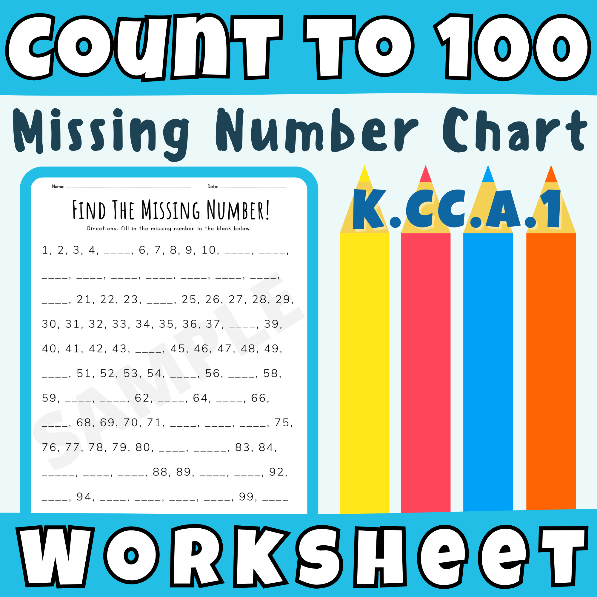 Math Worksheets Kindergarten 100 Chart
