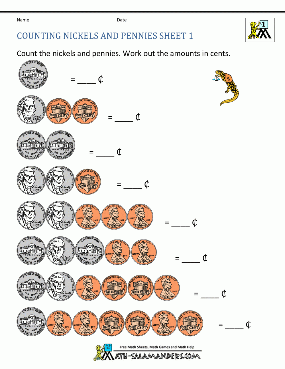 Money Worksheets Kindergarten Printable