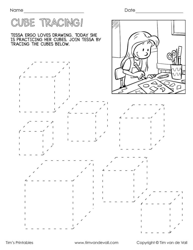 Cube Tracing Worksheet Tim s Printables