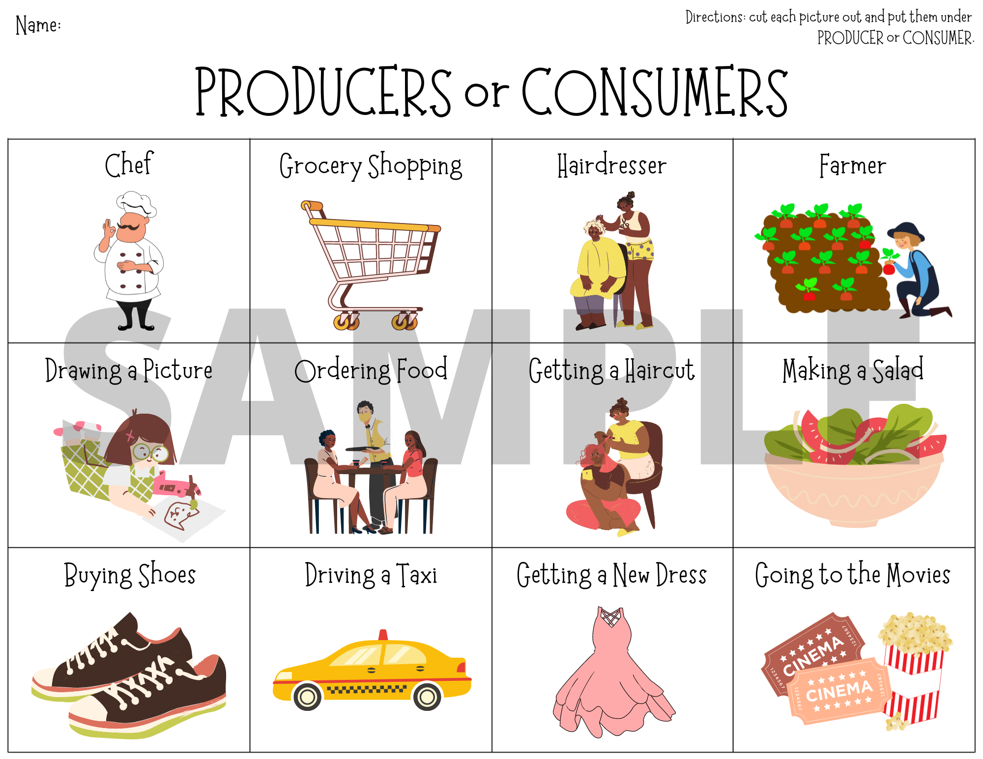 Cut And Paste Producers And Consumers Worksheet 1st Grade For K 