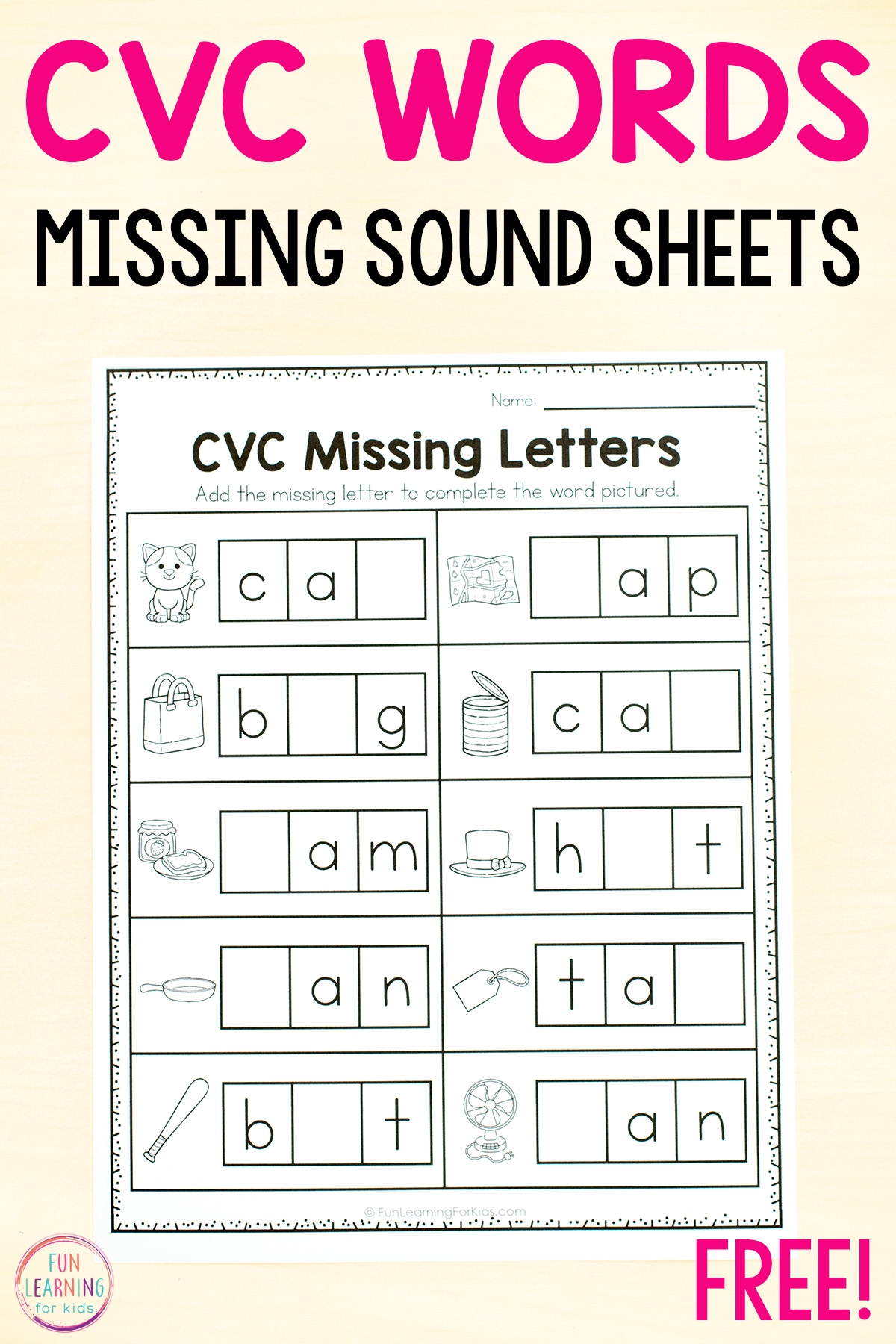 Worksheet On Cvc Words For Kindergarten