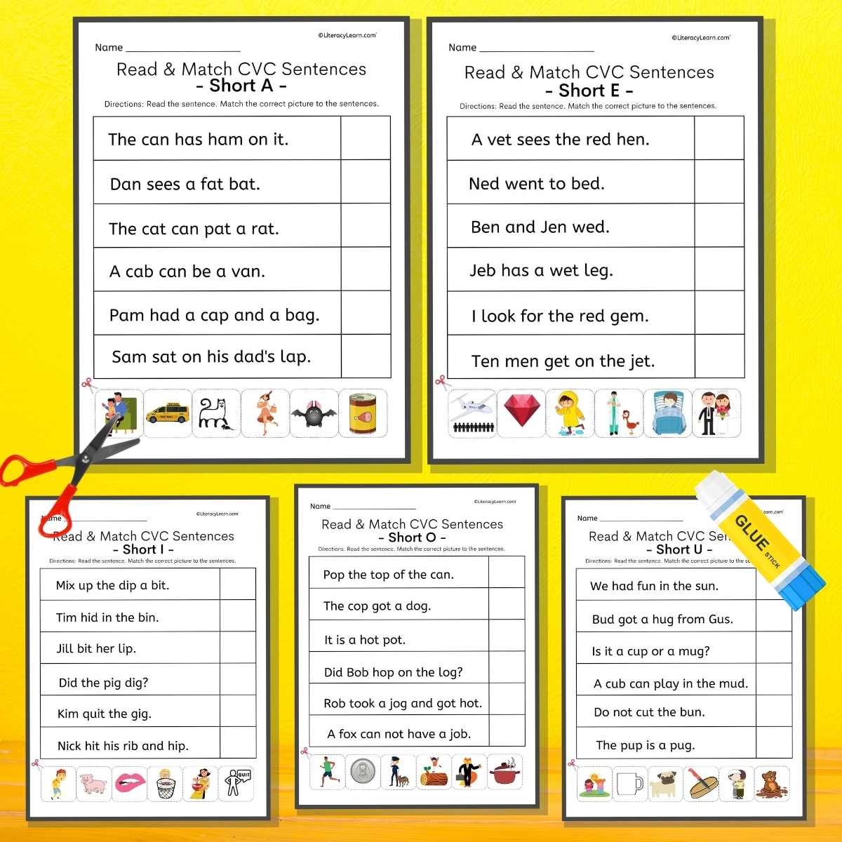 CVC Sentences With Read U0026 Match Worksheets Literacy Learn