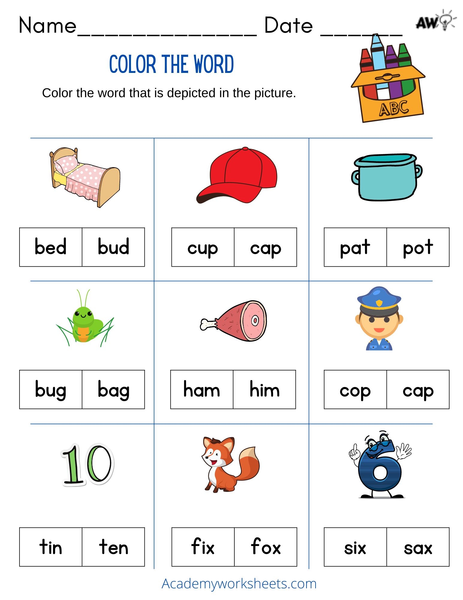 Cvc Words Worksheets For Kindergarten Pdf