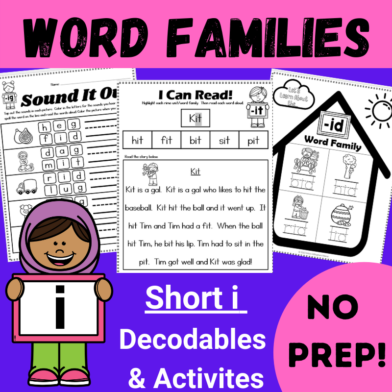 CVC Words Kindergarten Worksheets Short I Word Families Orton Gillingham Mama