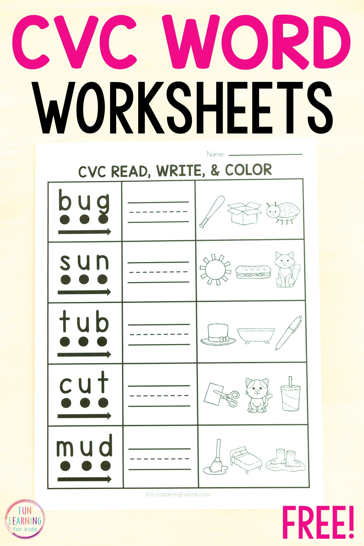 Cvc Words Worksheets Kindergarten