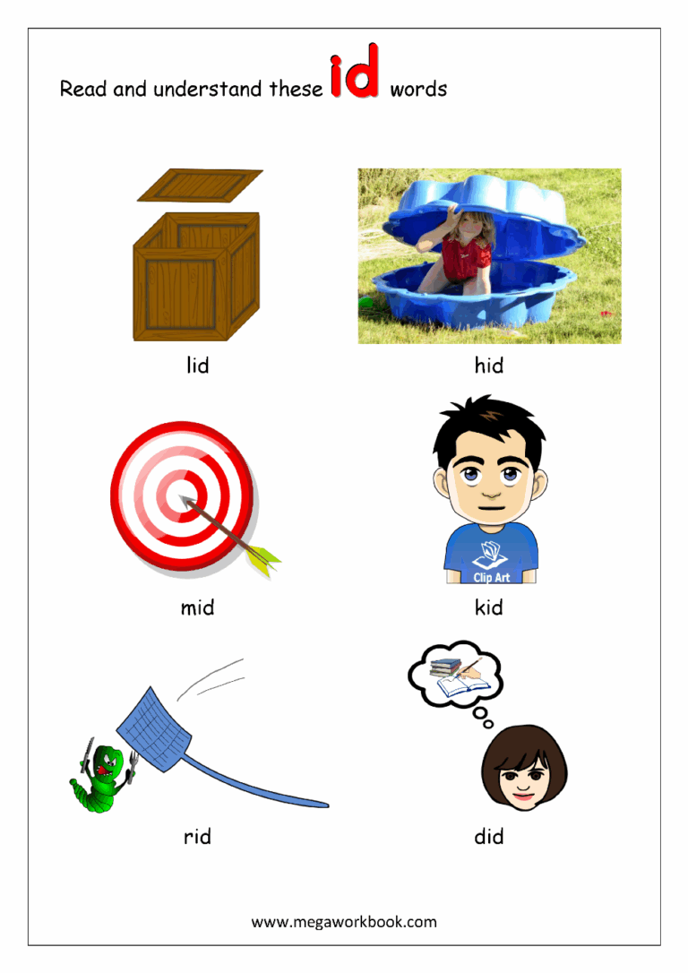 CVC Worksheets CVC Words For Kindergarten Word Family Worksheets CVC Words With Pictures MegaWorkbook