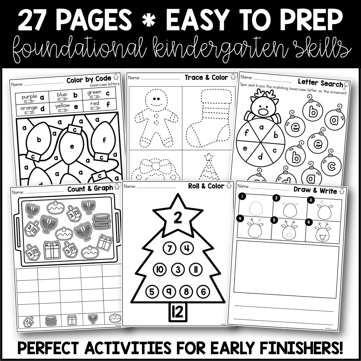 December Activity Packet Kindergarten Christmas Activities Early Finisher Miss Kindergarten
