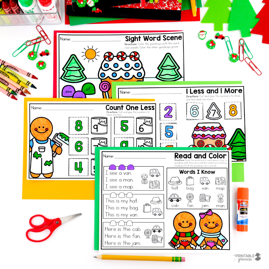 December Literacy And Math Worksheets For Kindergarten The 