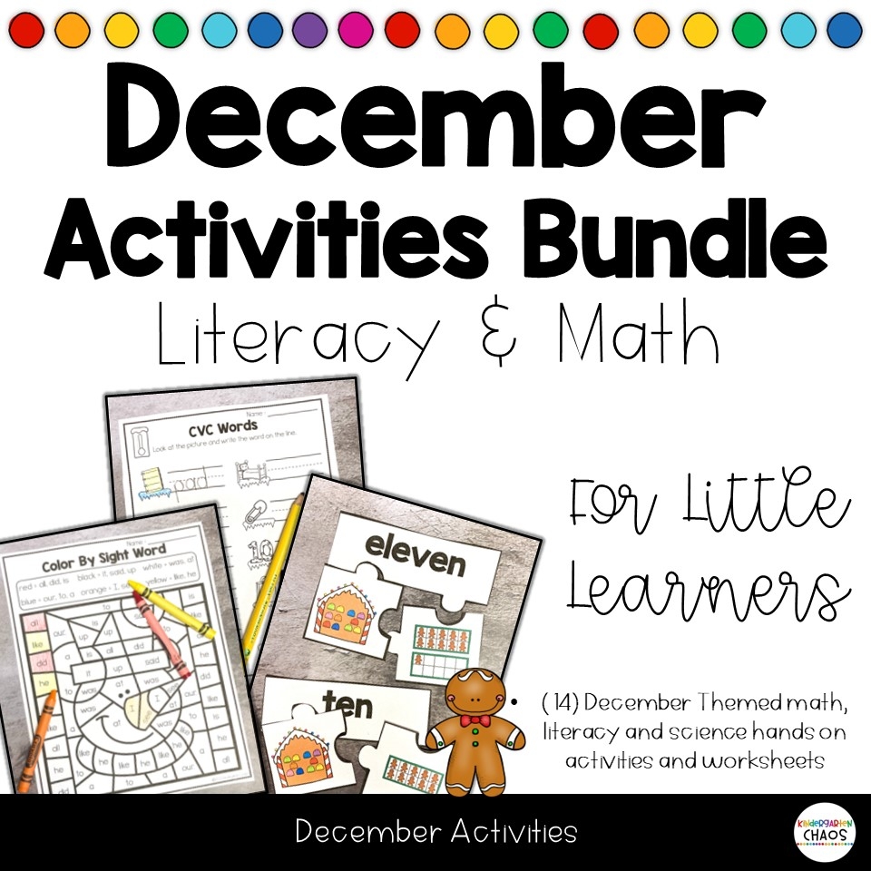 December Winter Gingerbread Literacy Math Activities Worksheets Centers Kindergarten Chaos
