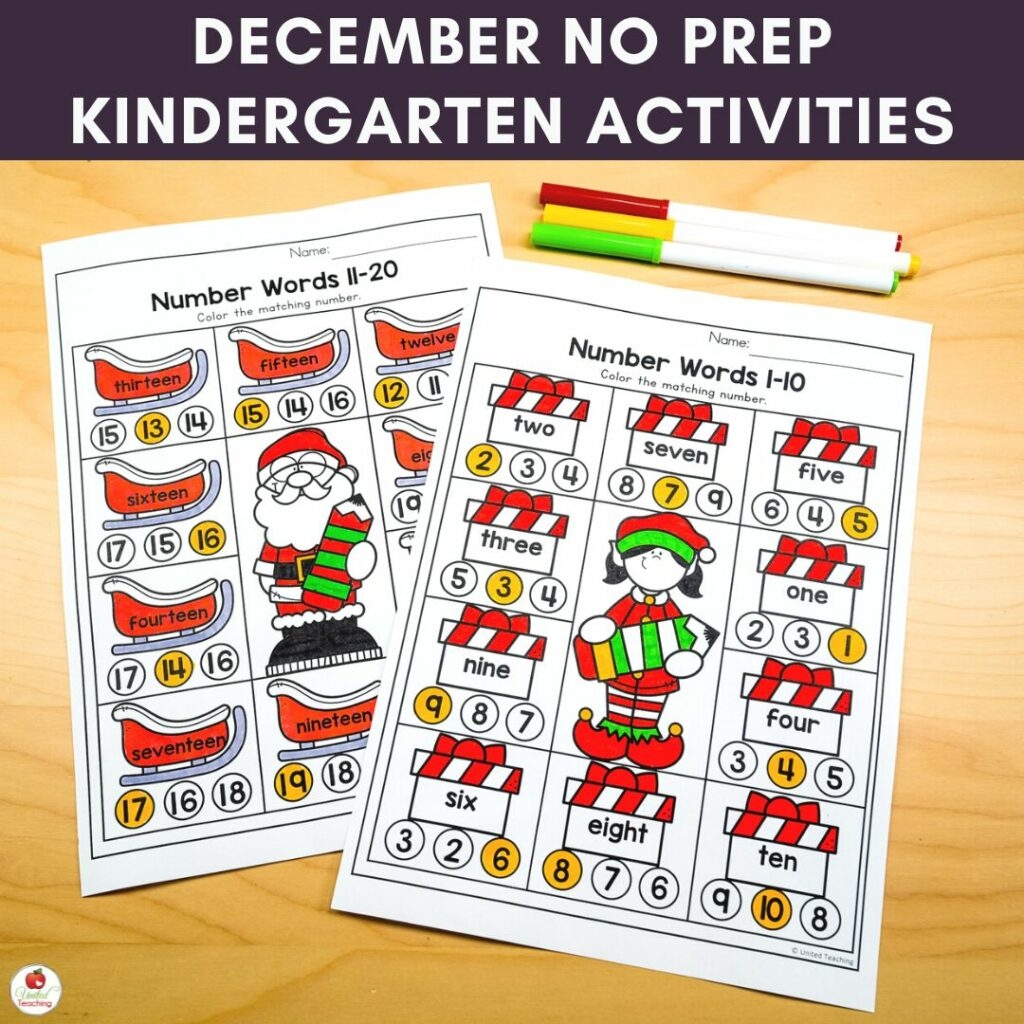 Free December Math Worksheets Kindergarten
