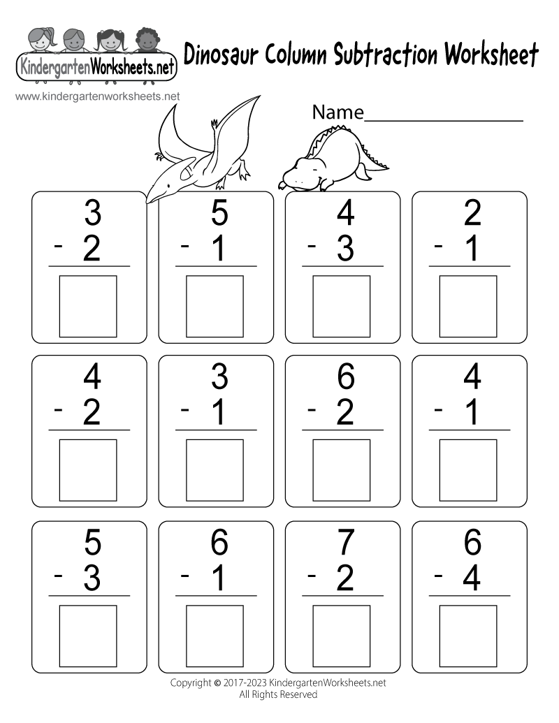 Dinosaur Column Subtraction Worksheet Free Printable Digital U0026 PDF