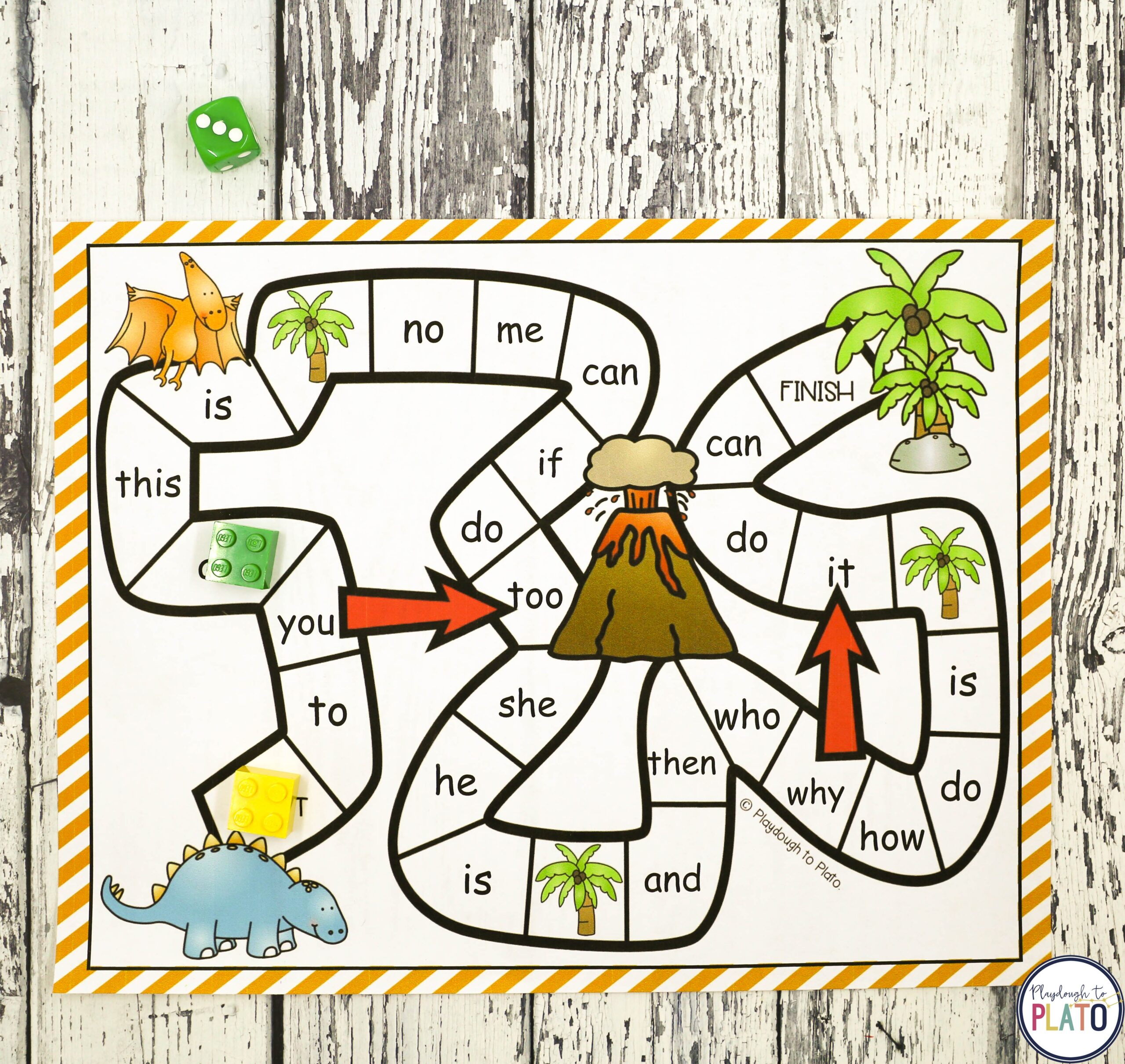 Dinosaur Sight Word Game Playdough To Plato