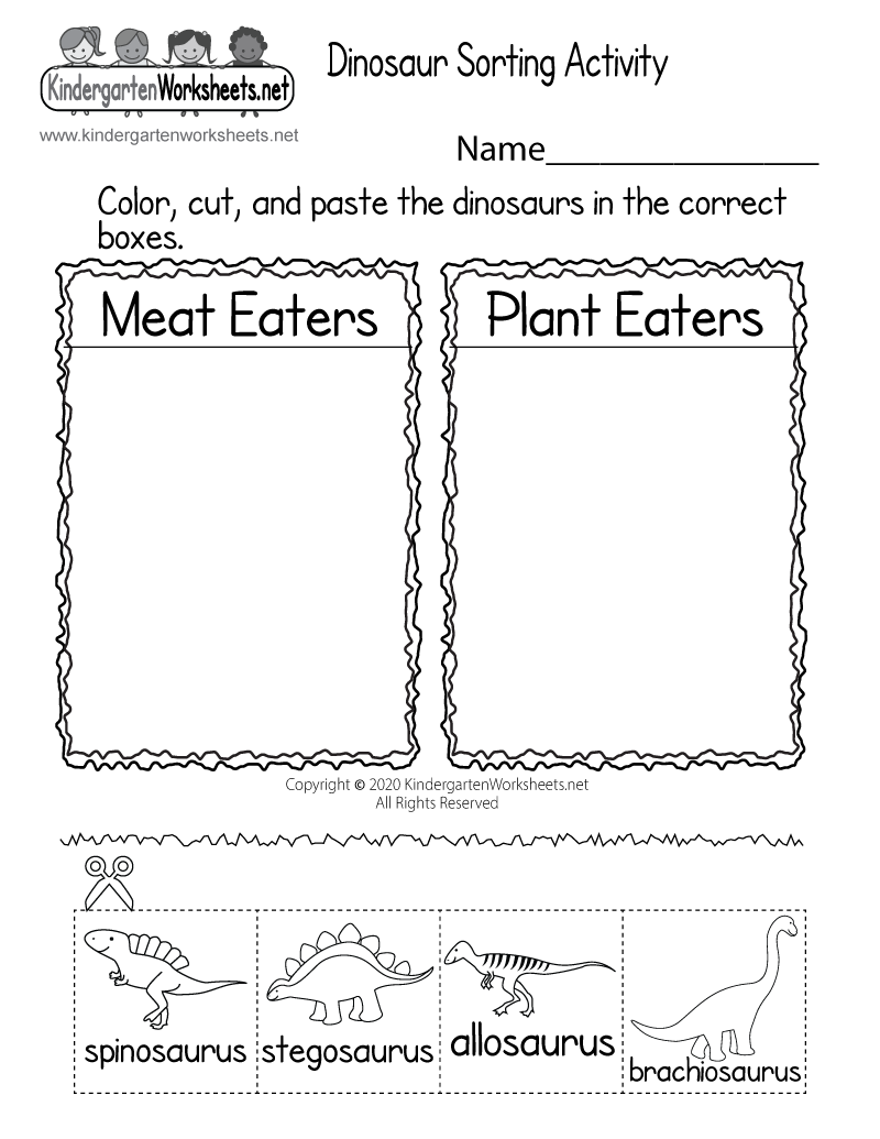 Dinosaur Sorting Activity Worksheet Free Printable Digital U0026 PDF